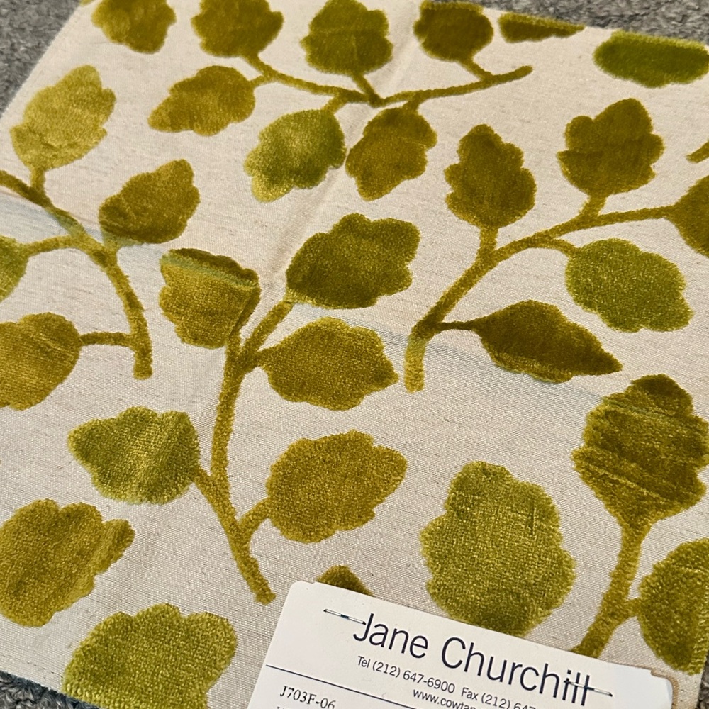Lot of 2 Jane Churchill Fabric Sample Remnants Leaf Circles Dots Green Crafts - Picture 6 of 9